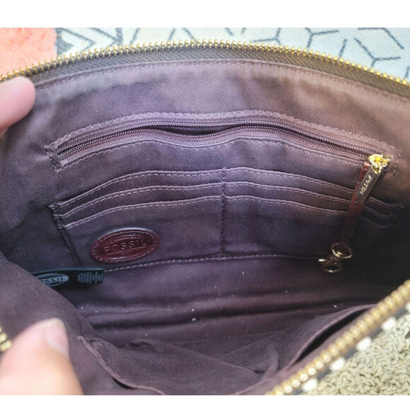 FOSSIL BLACK W WHITE POLKA DOT CROSSBODY PURSE W ADJUSTABLE STRAPS - Picture 9 of 13